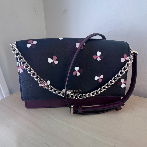 Kate Spade New York Cameron Dusk Buds Floral Crossbody – Burgundy/Black Multi - Picture 3 of 12